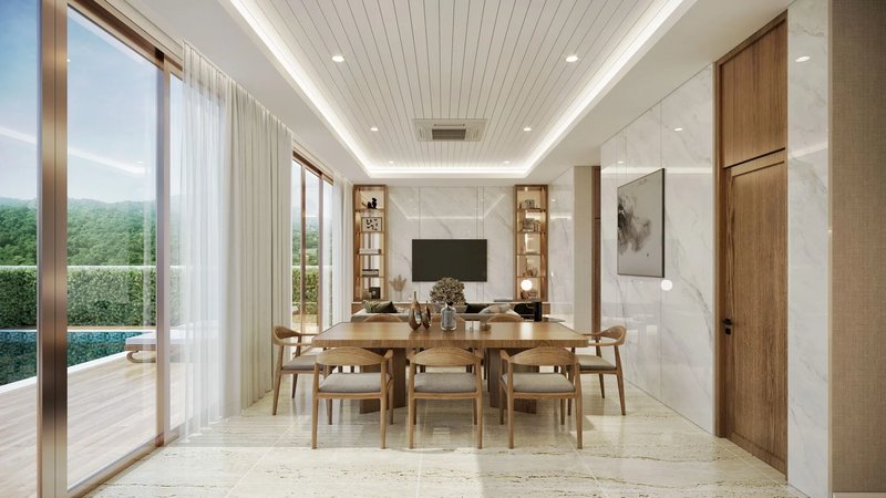 Two-storey corner villa with 4 bedrooms and private pool in Cherng Talai, Thailand, in Avalin Villas complex