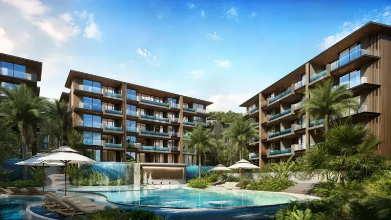 Pool area of condo in Patong