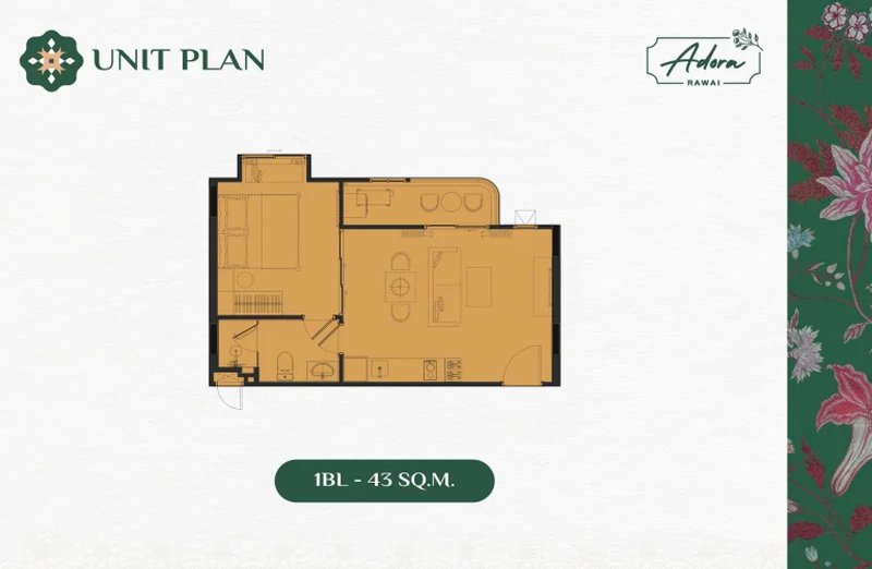 Spacious 1 bedroom apartment near Rawai Beach, Phuket in the new The Title Adora Rawai Complex