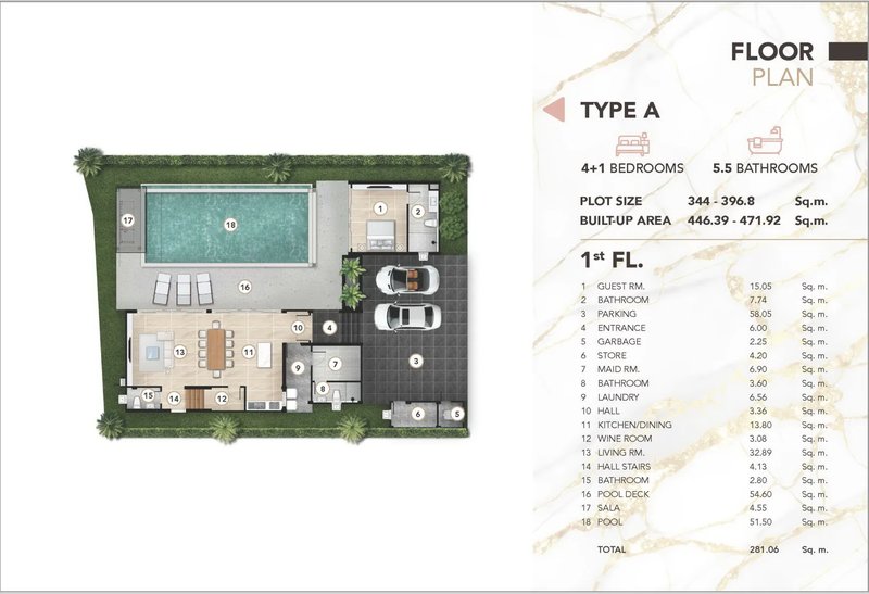 Two-storey villa with 4 bedrooms and private pool in Cherng Talai, Thailand, in Avalin Villas complex