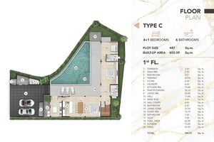 Two-storey corner villa with 4 bedrooms and private pool in Cherng Talai, Thailand, in Avalin Villas complex