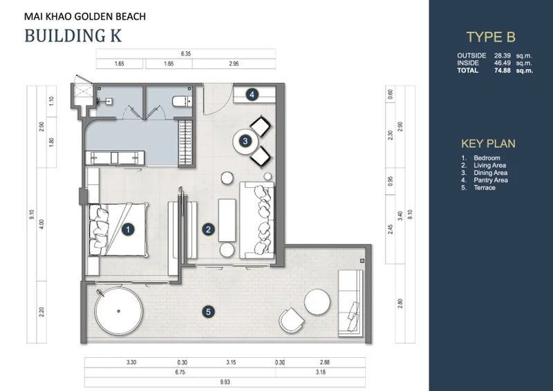 1 Bedroom Apartment 50 meters from Mai Khao Beach, Phuket in Maviston Complex