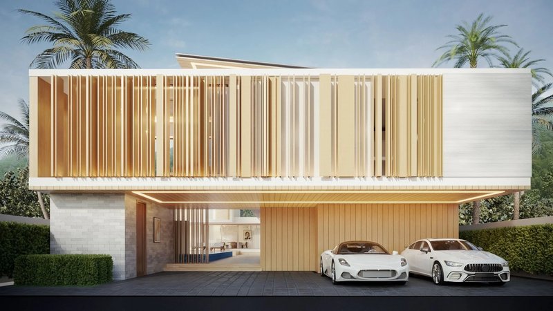 Two-storey corner villa with 4 bedrooms and private pool in Cherng Talai, Thailand, in Avalin Villas complex