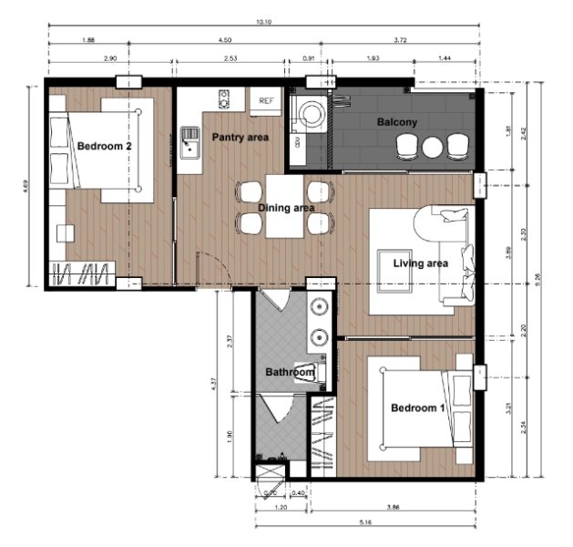 2 Bedroom Apartment in Rawai Area, Phuket at Babylon Sky Garden 2