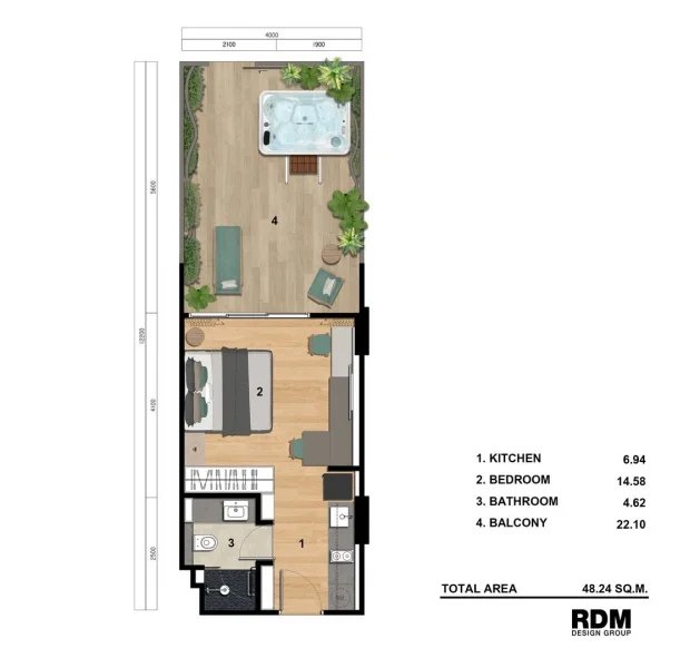 1 Bedroom Apartment with Jacuzzi near Bang Tao Beach, Phuket in Layan Green Park