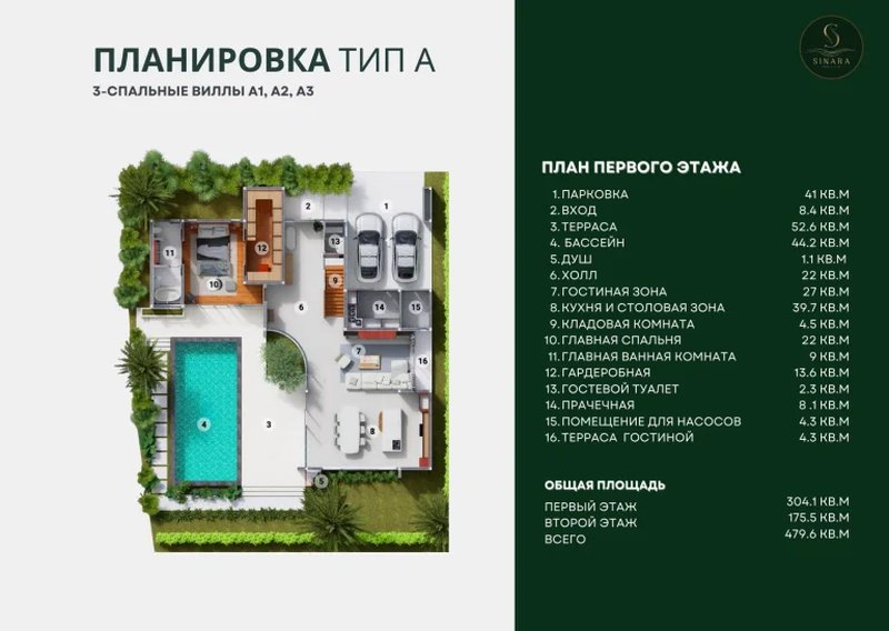 Two-storey 3 bedroom villa with private pool in Talang area, Phuket in Sinara Pool Villas Complex