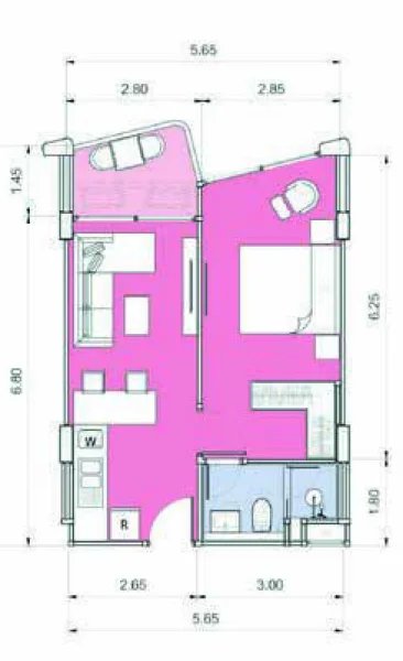 1 Bedroom Apartment in Cherngtalai Area, Phuket at Pirak Condominium