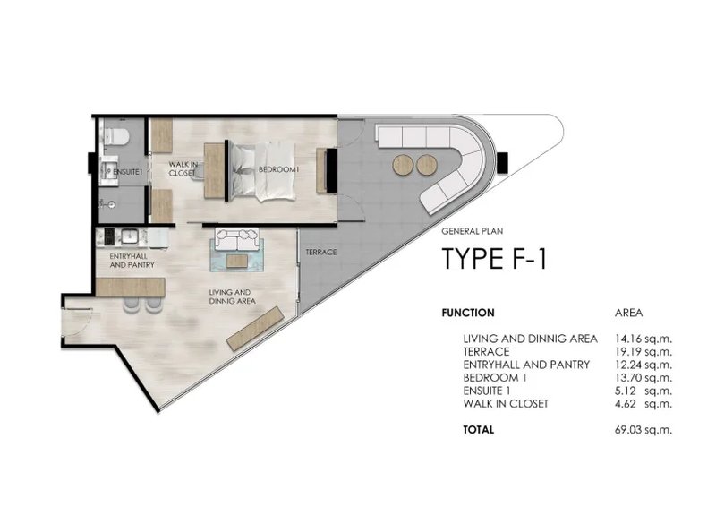 1 Bedroom Apartment with Terrace in Rawai, Phuket at The One Naiharn