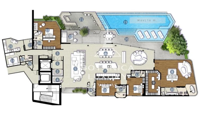 Penthouse with pool in Bang Tao area, Phuket at Botanica Hythe Condominium