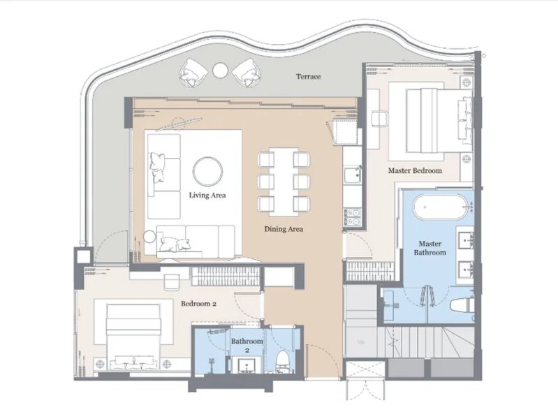 Duplex penthouse with 2 bedrooms and private pool with sea view in Laguna area, Phuket at Garrya Residences