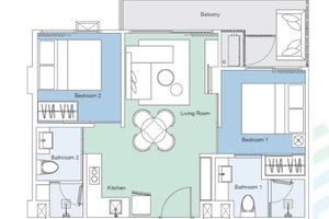 2 Bedroom Apartment in Laguna Area, Phuket in Sky Park Celeste