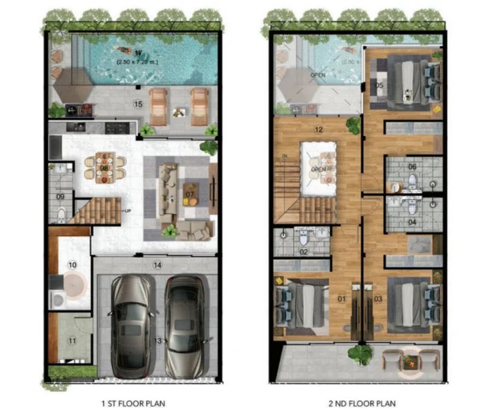 Two-storey 3 bedroom townhouse with swimming pool in Rawai area, Phuket at WamDom Villas Rawai