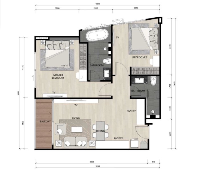 2 Bedroom Apartment near Nai Thon Beach, Phuket in Sea Heaven