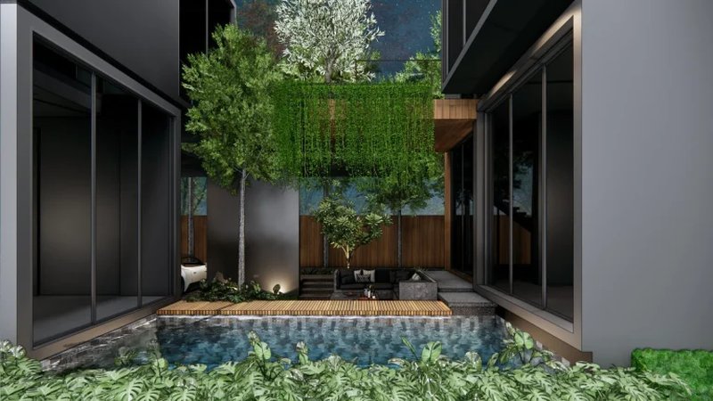 Two-storey 3 bedroom villa with private pool in Cherng Talai area, Phuket at Qcity by Wallaya Villas