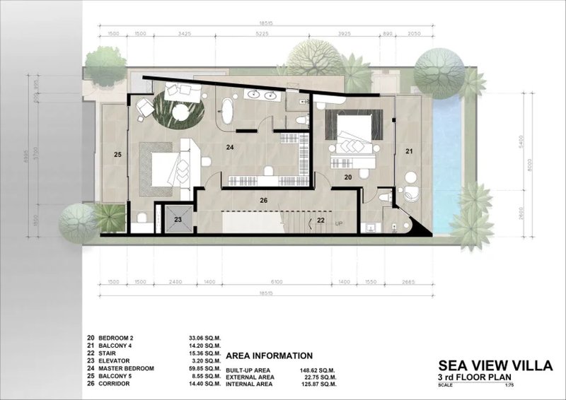 Four-level villa with sea view in Rawai area, Phuket at Saiyuan 9 Seaview Villa