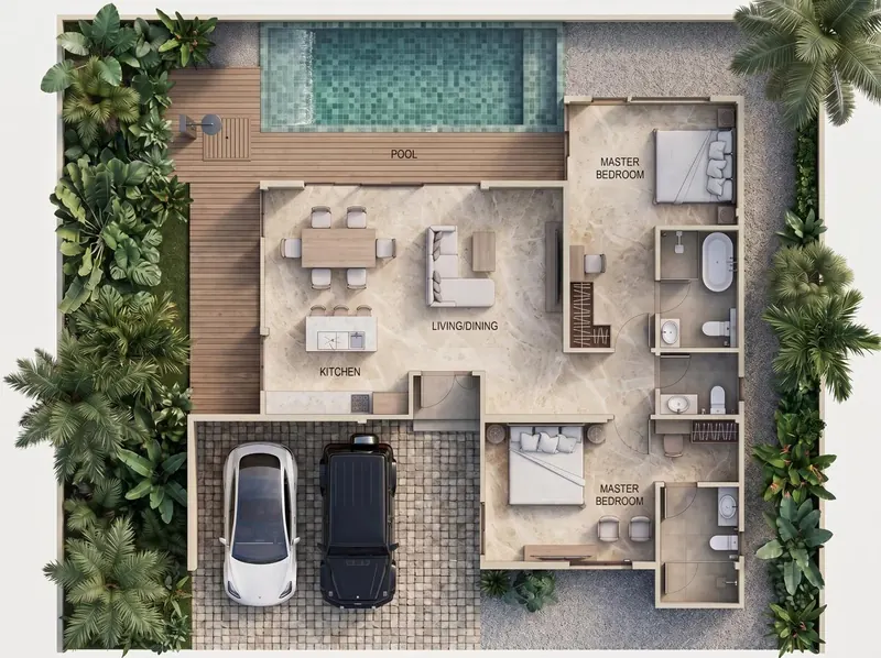 Floor plan of villa in Si Sunthon