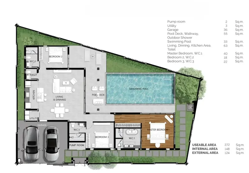 Floor plan of villa in Thep Krasasttri