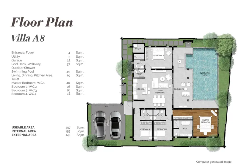 Floor plan of villa in Thep Krasasttri