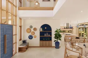 ห้องนั่งเล่นของวิลล่า ในเกาะแก้ว