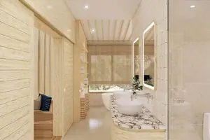 ห้องน้ำของวิลล่า ในเกาะแก้ว
