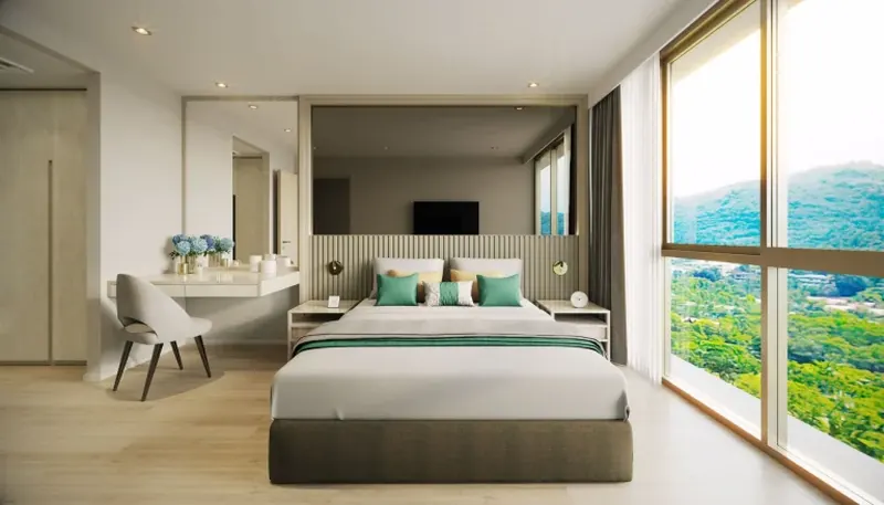 Bedroom of condo in Choeng Thale