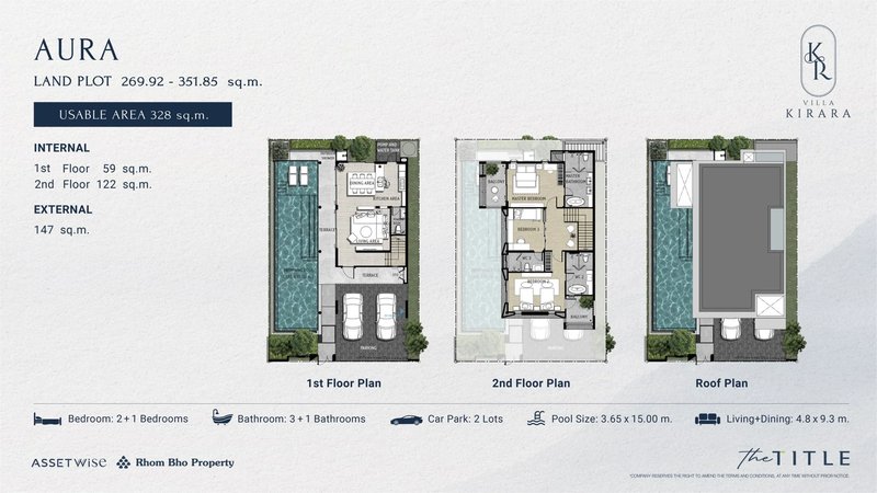 Two-storey 3 bedroom villa with private pool in Bang Tao area, Phuket at The Title Villa Kirara Bang-Tao