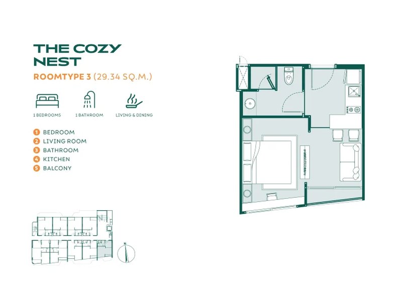 1 Bedroom Apartment near Nai Yang Beach, Phuket in Lavisco Complex