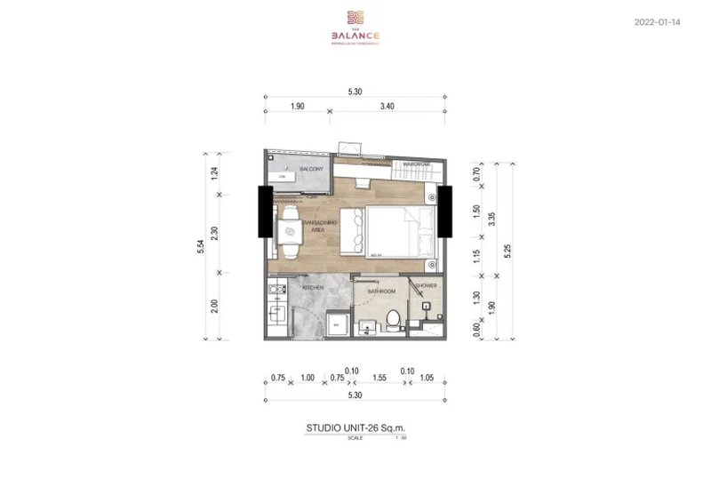 Studio apartment in the area of Patong, Phuket in the complex The Balance Patong Condominium