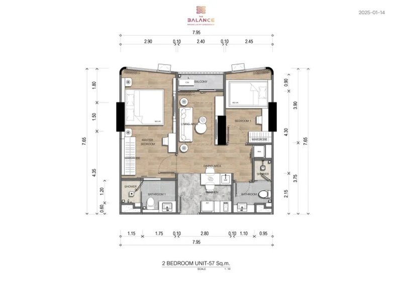 2 Bedroom Apartment near Patong Beach, Phuket at The Balance Patong Condominium