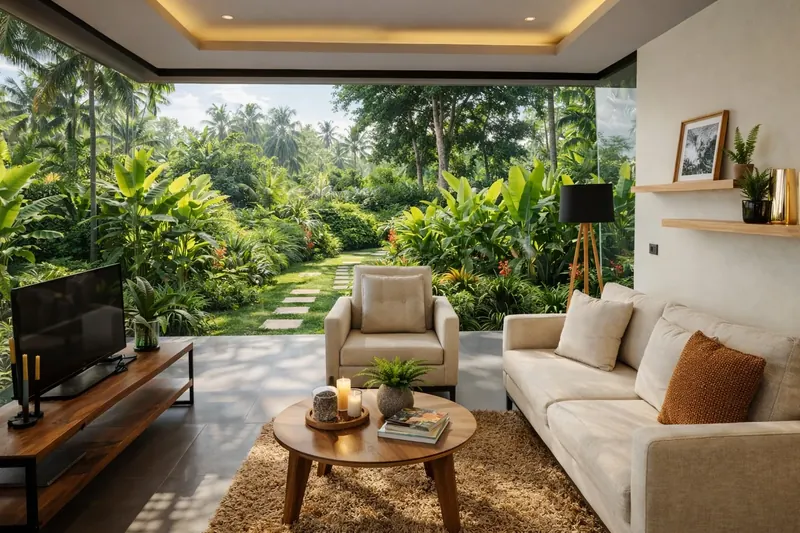 Living room of villa in Mai Khao