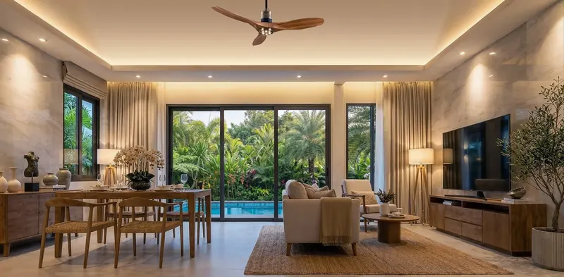 Living room of villa in Si Sunthon