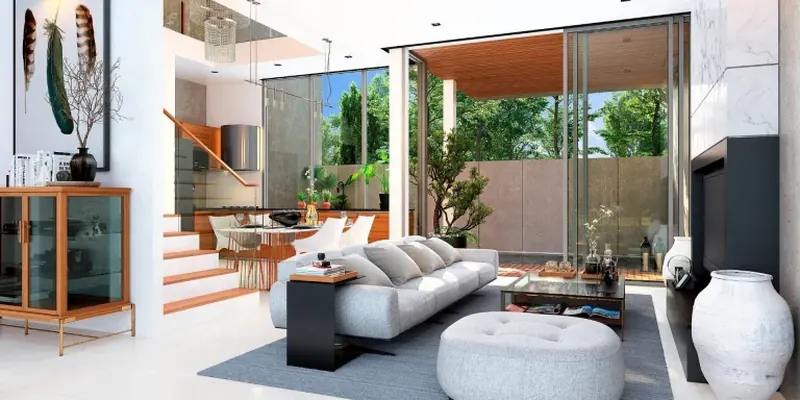 Living room of townhouse in Rawai
