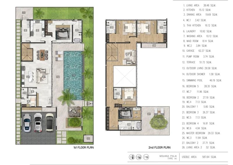 Two-storey villa with 6 bedrooms and private pool in Chalong area, Phuket in Mouana Grande Chalong Bay