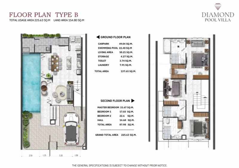 Two-storey 3 bedroom villa with swimming pool in Talang area, Phuket at Diamond Pool Villa