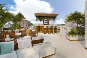 Pool area of condo in Choeng Thale