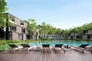 Pool area of condo in Kamala