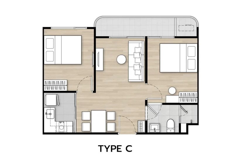 2 Bedroom Apartment in Mueang Phuket, Phuket at Origin Place Centre Phuket