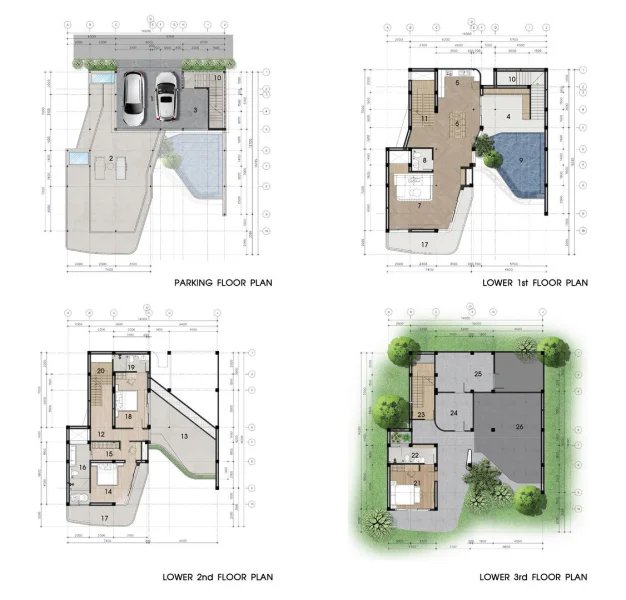 Three-storey 3 bedroom villa with pool in Layan, Phuket in Akra collection Layan