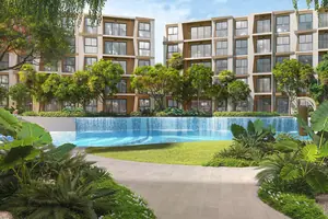 Pool area of condo in Bangtao