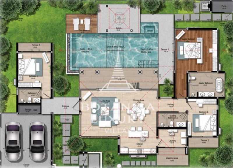 Summer Villa with 3 bedrooms and private pool in Talang, Phuket at Botanica Four Seasons