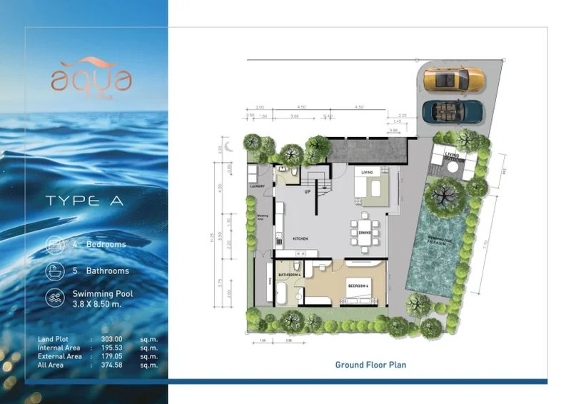 Two-storey villa with 4 bedrooms and a swimming pool in Rawai, Phuket in the complex Aqua Plus Villa Phuket