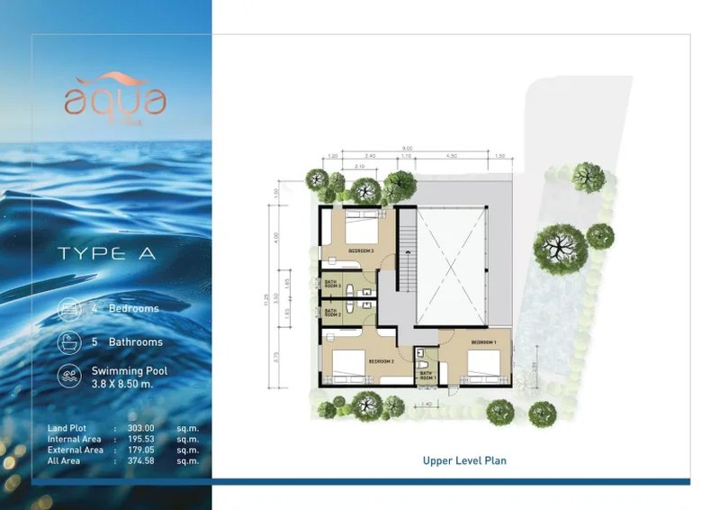 Two-storey villa with 4 bedrooms and a swimming pool in Rawai, Phuket in the complex Aqua Plus Villa Phuket