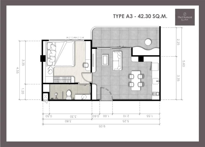 Spacious 1 Bedroom apartment in Kamala district, Phuket at The Element by Anocha Complex