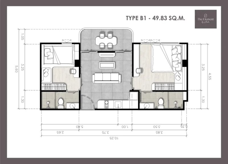 2 bedroom apartment in Kamala, Phuket in the premium complex The Element by Anocha