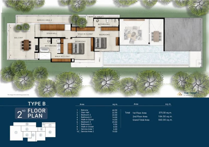 Two-storey villa with 4 bedrooms and a swimming pool in Talang area, Phuket in The Trinity Village