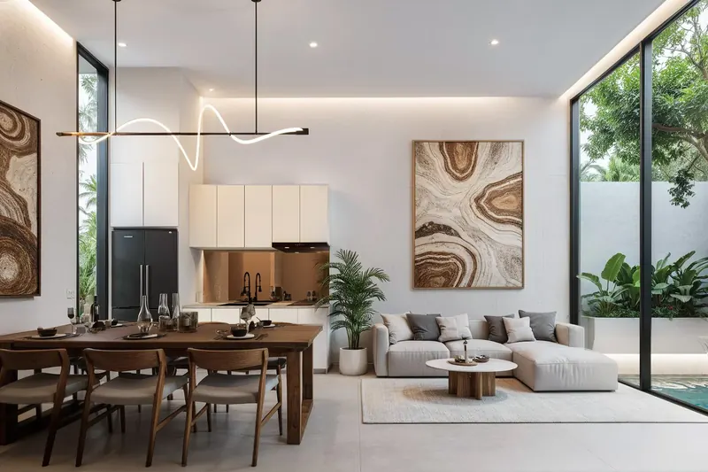 Living room of townhouse in Choeng Thale