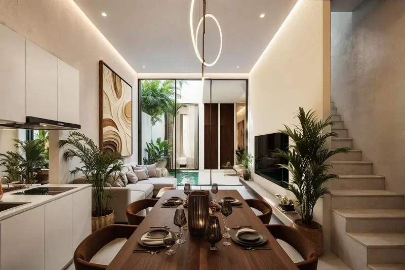 Living room of townhouse in Choeng Thale