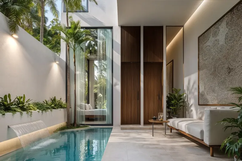 Pool area of townhouse in Choeng Thale