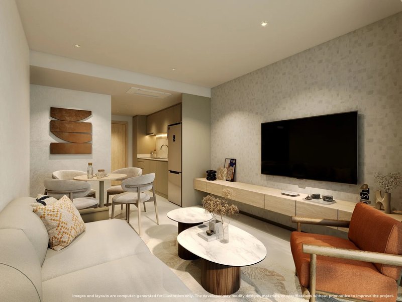 Апартаменты с 2 спальнями в 250 метрах от пляжа Карон, Пхукет в комплексе VIBE Residence