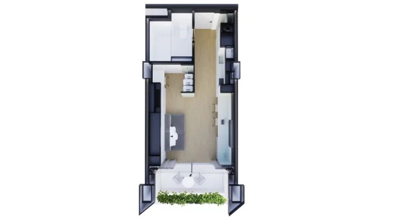 Studio with private terrace in Layan area, Phuket at The Momentum Serene Condo Layan